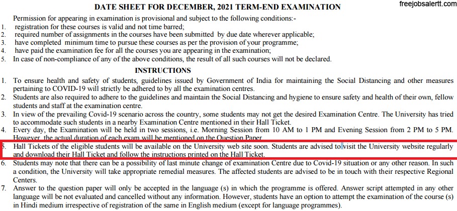 IGNOU TEE Hall Ticket 2022 (Download here) www.ignou.ac.in