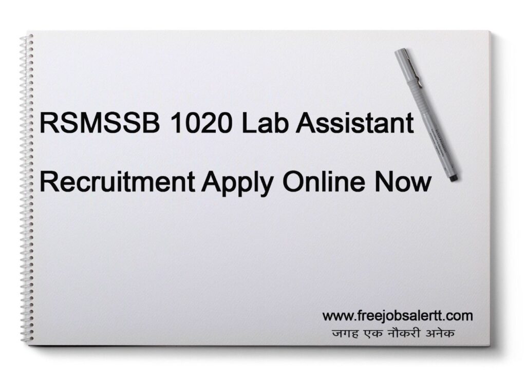 RSMSSB 1020 Lab Assistant Recruitment Apply Online Now
