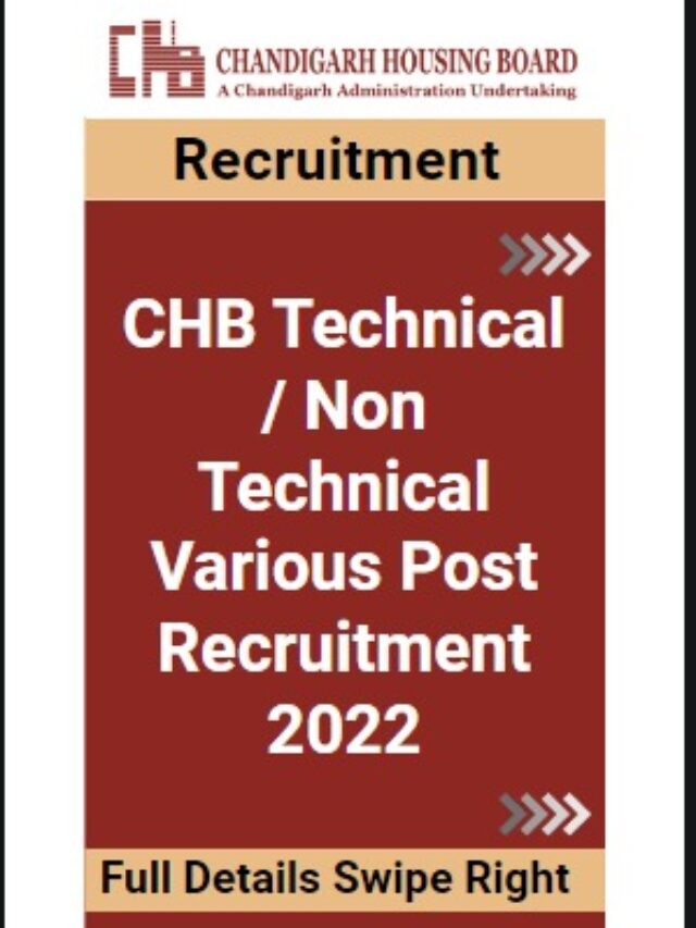 CHB Chandigarh Housing Board Clerk, Law Officer, Sub Division Engineer, Junior Engineer Recruitment